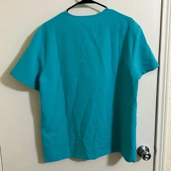 EUC Turquoise FIGS Technical Collection Double Pocket Scrub Top - Picture 4 of 5